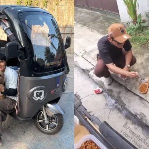 Restaurante sobre rodas: jovem adapta triciclo para levar refeições a cães e gatos que vivem nas ruas