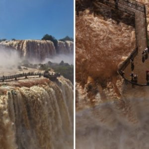 Passarela das Cataratas do Iguaçu é interditada após vazão de rio aumentar
