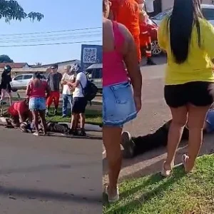 Motociclista e ciclista se envolvem em acidente na avenida das gaivotas, em Nova Mutum/MT