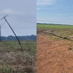 Ventos derrubam 9 postes e deixam moradores sem energia em MT