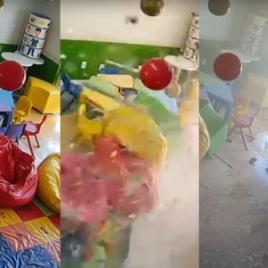 Vídeo mostra momento em que avião agrícola cai e destrói parede de creche em MT