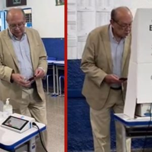 Eleitores confundem carteira com celular durante voto de Gilmar Mendes