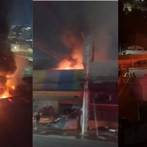 VÍDEO: incêndio de grandes proporções atinge duas lojas em Cuiabá